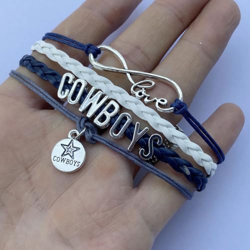 DOLON Infinity Football Cowboys Bracelet Handmade Leather Braided Fans Gift4