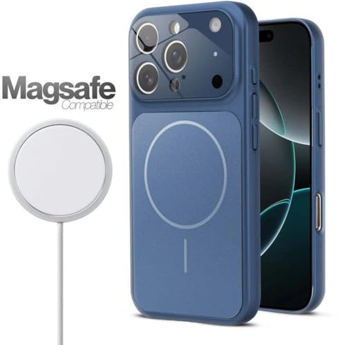 Image of for iPhone 16 Pro Max |Convert to 17 pro /17 Pro Max Style Premium Back Glass Magsafe Wireless Charge Converter Cover for iPhone 16 Pro Max |Convert to 17 pro /17 Pro Max (Blue)