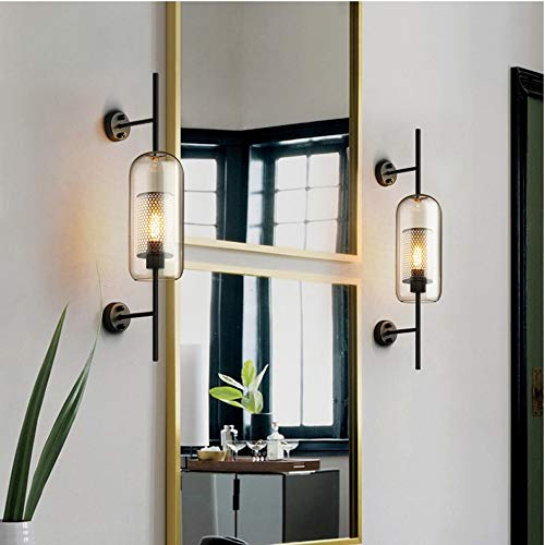 Sconce escalier interne lanterne rétro en fer et verre transparent - 3