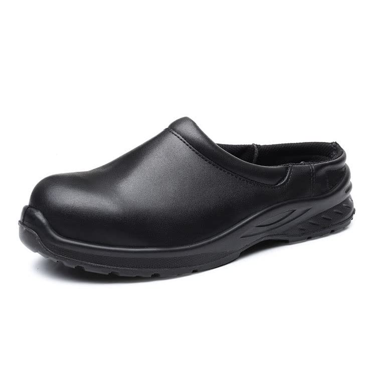 Men's Smashproof Waterproof Oil Resistant Lightweight Slip On Safety Shoes Safety Shoes (Color : Black, Size : 9.5)