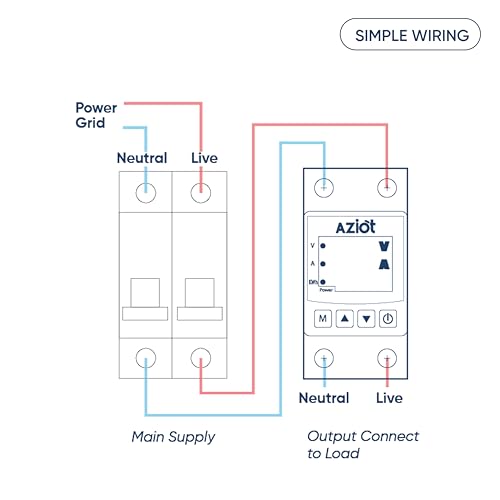 Image of Aziot Adjustable Voltage & Current Protector | Single-Phase 230V | Voltage, Current and Power Display | 63A | Auto Reset & Delay Settings