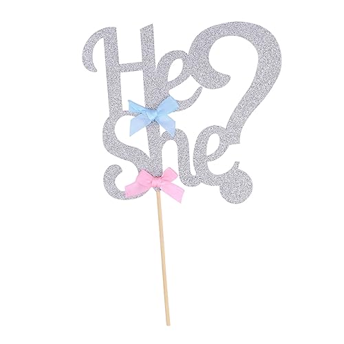 VILLFUL 2pcs Cake Decor Birthday Bow Cake Decor Insert Cake Creative Cake Topper He or She Cake Decor Dessert Wooden Bow Tie