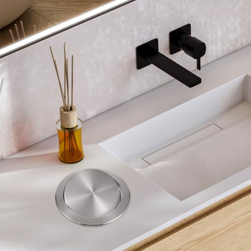 Image of Hemobllo Recessed Counter Top Trash can Lid 8.26In Stainless Steel Flush Flap Cover for Built-in Kitchen Waste Chute Quiet Replacement Lid for Home Office Restaurant
