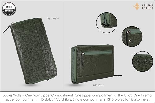 Leather Wallet for Women – RFID Secure, Water-Resistant Floater Leather, Zipper Compartments, Stylish & Durable.3