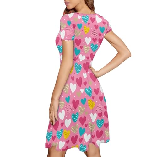 Image of AFPANQZ Womens Casual Summer Lightweight Vintage Dress Short Sleeve Midi Dress Knee-Long Luxury Formal Dress
