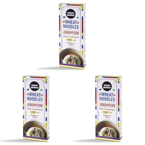 Image of Urban Platter Jungmyeon Wheat Noodles, 250g (Round Korean Noodles | Springy & Chewy Bite | Best for Saucy & Spicy Dishes) (Pack of 3)