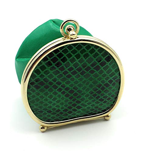 FJR-ArtPiel - Monedero de polvera con cierre de boquilla y tapa efecto reptil Piel Ubrique - Alta Calidad - Verde