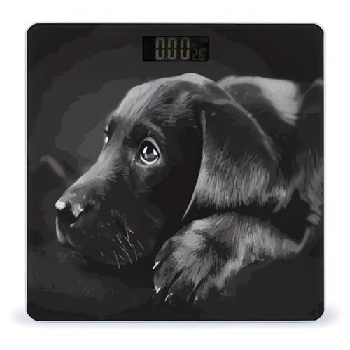 Báscula digital de baño con diseño cachorro Labrador Negro miniatura 1