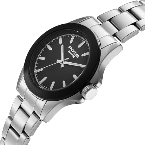 Image of Sonata Poze 8 Quartz Analog with Black Dial IPS Stainless Steel Strap Watch for Men - SP70105SM02W