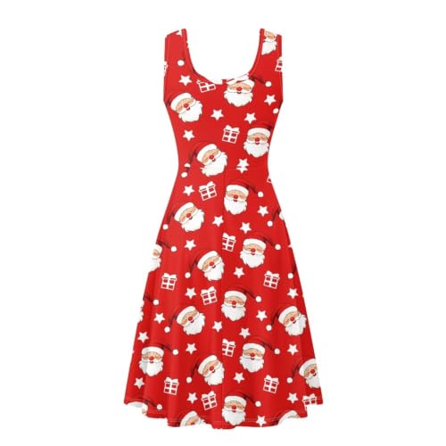 Image of Women Stylish Tank Dresses Sleeveless Round Neck Midi Casual Dress with Pocket for Summer