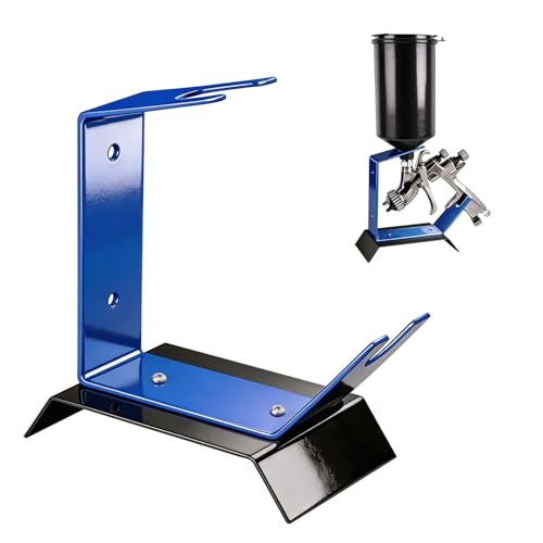 Dedomy Wall Mount & Table Top Spray Gun Holder Heavy Duty Steel Gravity Feed HVLP Stand for Automotive Paint Guns Blue Benchtop Mount