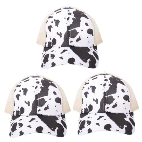 Casquette queue de cheval motif vache ajustable pour éviter la chaleur et protéger le visage