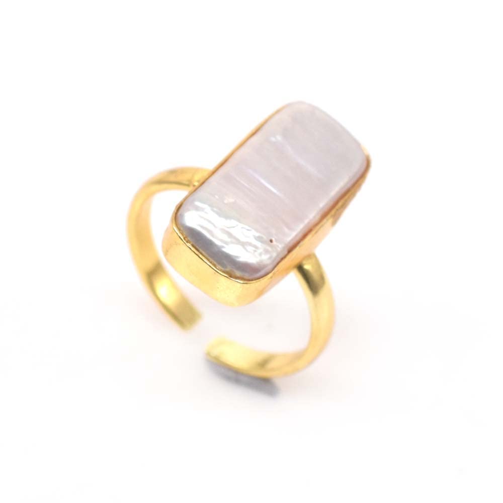 Nimbark Baroque Viva Pearl Gemstone Gold Plated Jewelry Adjustable Wedding Gift Ring-image-20