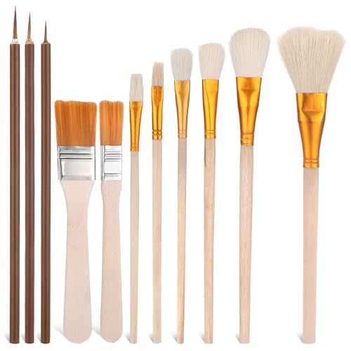 11 Stück Keramikpinsel, Glasurpinsel Keramik Pinsel, Glasur Pinsel Keramik Bemalen, Serviettentechnik Pinsels, Fächerpinsel Keramiks Acryl Glasur Töpfern Pinsels für Keramiks Bemalen