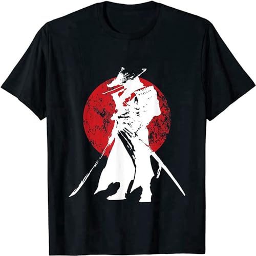Vintage Retro Japanese Samurai Bushido Warrior Japan Sword Mens T-Shirt, Negro , S