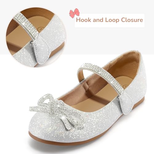 K Komforme Girl'S Bow Mary Jane Dress Shoes Ballet Princess Flats With Rhinestone Strap For Party Wedding School thumb #3