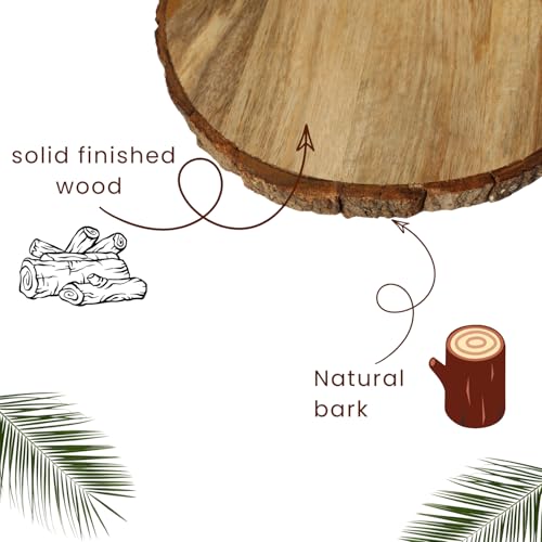 Image of T one Woods Sanded Wooden Log Crafted Slices Disc Platter (12 inch)