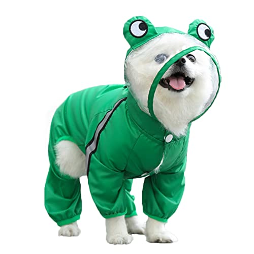 SEIS Dog Raincoat Hooded Dinosaur Pet Rain Wear Waterproof Frog Pet Poncho Light Breathable Dogs Suit Reflective Strap Pet Outfit for Small Medium Large Dogs (M (Back Length 30cm/11.8