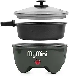 Panela elétrica de macarrão e frigideira de 12,7 cm, amora-preta (9,4 cm x 13,3 cm, 0,6 kg), luzes indicadoras, compacta e leve - 260 watts