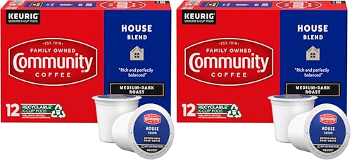 Image of Community Coffee House Blend 12 Count Coffee Pods, Medium-Dark Roast, Compatible with Keurig 2.0 K-Cup Brewers, Box of 12 Pods (Pack of 2)