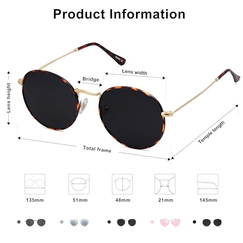 Image of SOJOS Small Round Polarized Sunglasses for Women Men Classic Vintage Shades