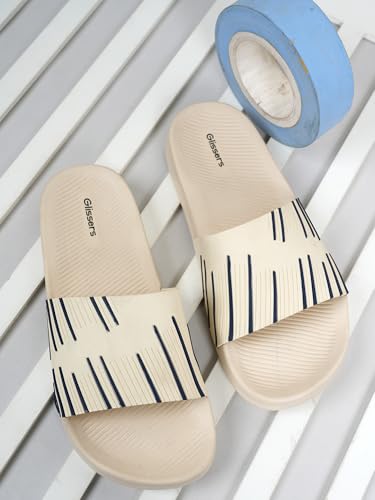 Image of Men & Boys Lines Patterned Sliders | Soft EVA Flip Flops & Slippers