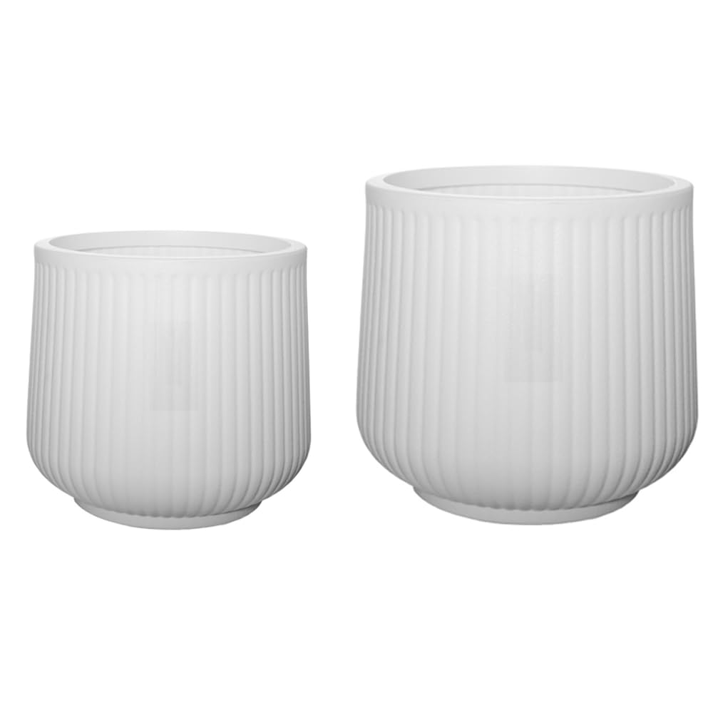 Pots de fleurs ronds en résine épaisse lot de 2 bacs durables 18 et 24 cm
