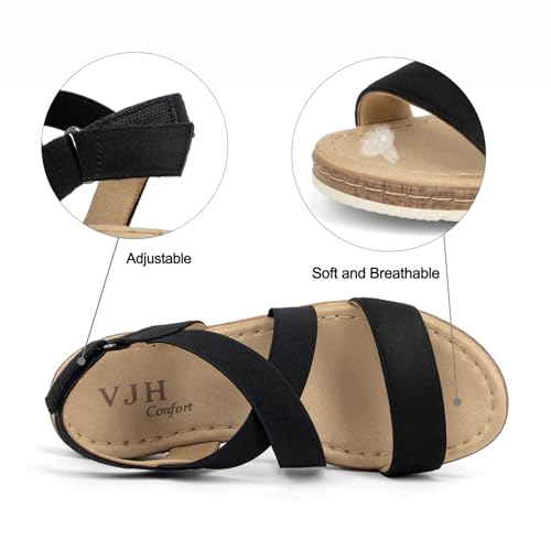 Image of VJH confort Women's Flat Sandals, Comfort Slip-on Elastic Ankle Strap Slingback Light Weight Casual Walking Sandals