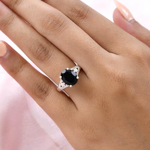 Shop LC Black Tourmaline Ring 925 Sterling Silver Split Shank Vintage Statement Engagement Women Jewelry Birthday Gifts for Women Birthday Gifts2