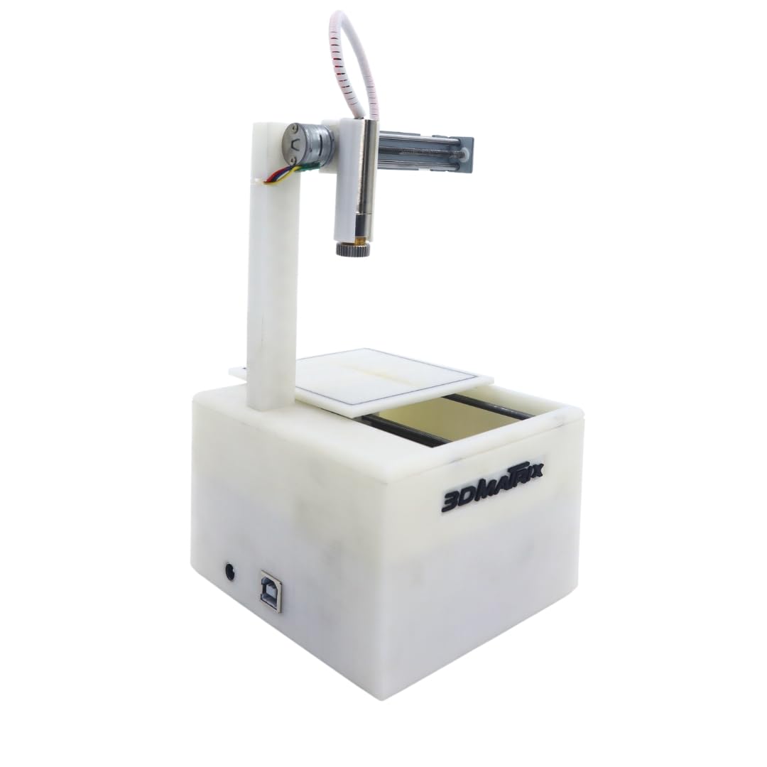 3D MATRIX Mini Laser Engraving Machine | Suitable for Wood,Leather & Cardboard (White)