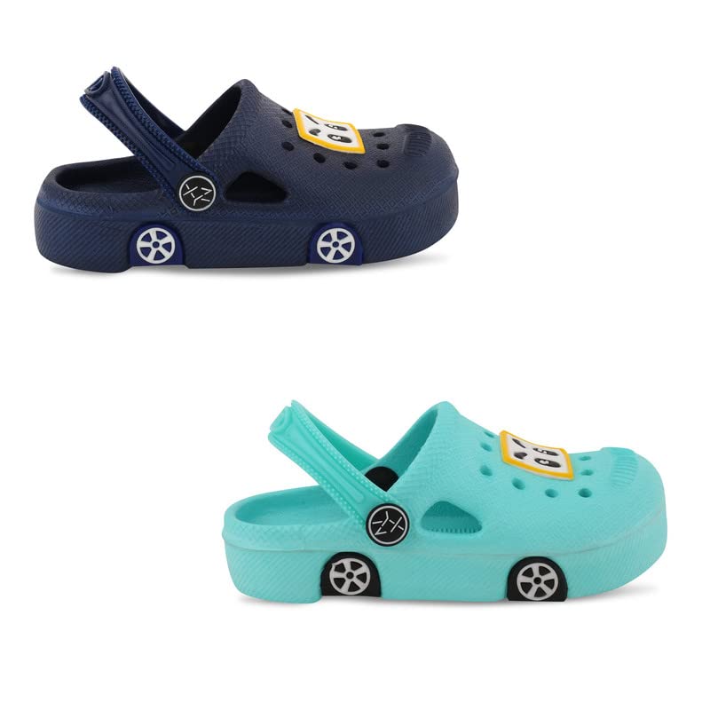 Image of SMARTOTS Pack of 2 Car Design Kids Clogs for Daily Use, Kids Eva Sandals for Boys and Girls with Adjustable Sling Back Strap