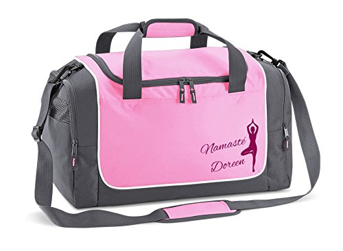 Werbetreff Gera Yoga Tasche in rosa für Frauen mit Name Bedruckt Quadra Sporttasche pink Namasté, Pilates, Fitnessstudio Cover