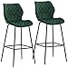 DUHOME Tabouret de Bar Lot de 2 en Tissu Velours avec Dossier Pieds en métal Hauteur de l'assise 75 cm sélection de Couleur 5180V, Couleur:Vert foncé, matière:Velours
