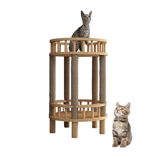 猫 キャットタワー 木製 スリム キャットタワー 大型猫用 おしゃれ 突っ張り シンプル 透明 宇宙船付き 多頭飼い キャット タワー 低い 縦 据え置き 丈夫 安定 耐荷重 厚さを増した板材 爪とぎ 天然麻ロープ 猫ラック かわいい 登りやすい 展望台