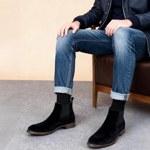 Image of Jousen Men's Chelsea Boots Lightweight Casual Chukka Ankle Boots Classic Elastic Dress Boots For Men