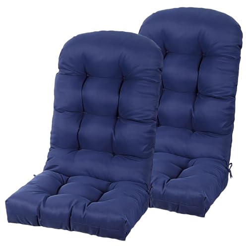 LYLNBYWK Adirondack Chair Cushions Set of 2, High Back Patio Chair Cushions 48 x 19.7 x 4.7 Inch, Indoor/Outdoor Thickened Rocking Chair Cushion, Fade-Resistant & Waterproof (Dark Blue)