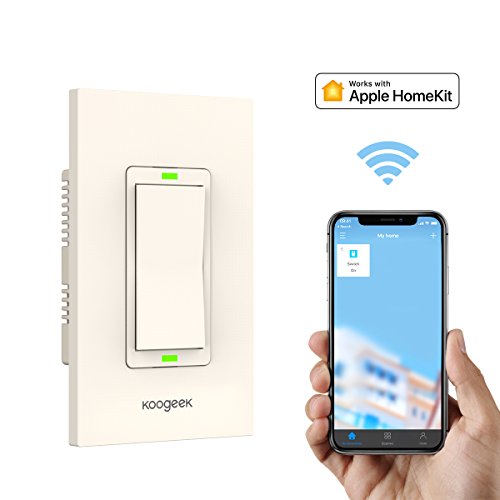 Koogeek Smart WiFi Dimmer Light Switch for Apple HomeKit with Siri Remote on 2.4Ghz Network, Single Pole, Beige (Require Neutral Wire)