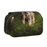 yxdvpalne schnauzer tramonto cani animali domestici montagne schnauzer astuccio portapenne portatile a doppia conchiglia con cerniera