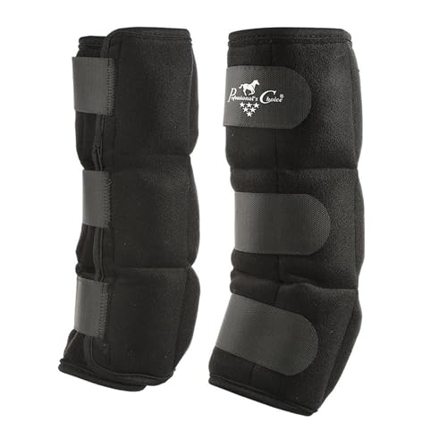Professionals Choice Ice Boots - Equine Cold Therapy Leg Wraps with Gel Pockets Suspensory Strap and Mesh Carry Bag Pair 4x6 Pockets - Large