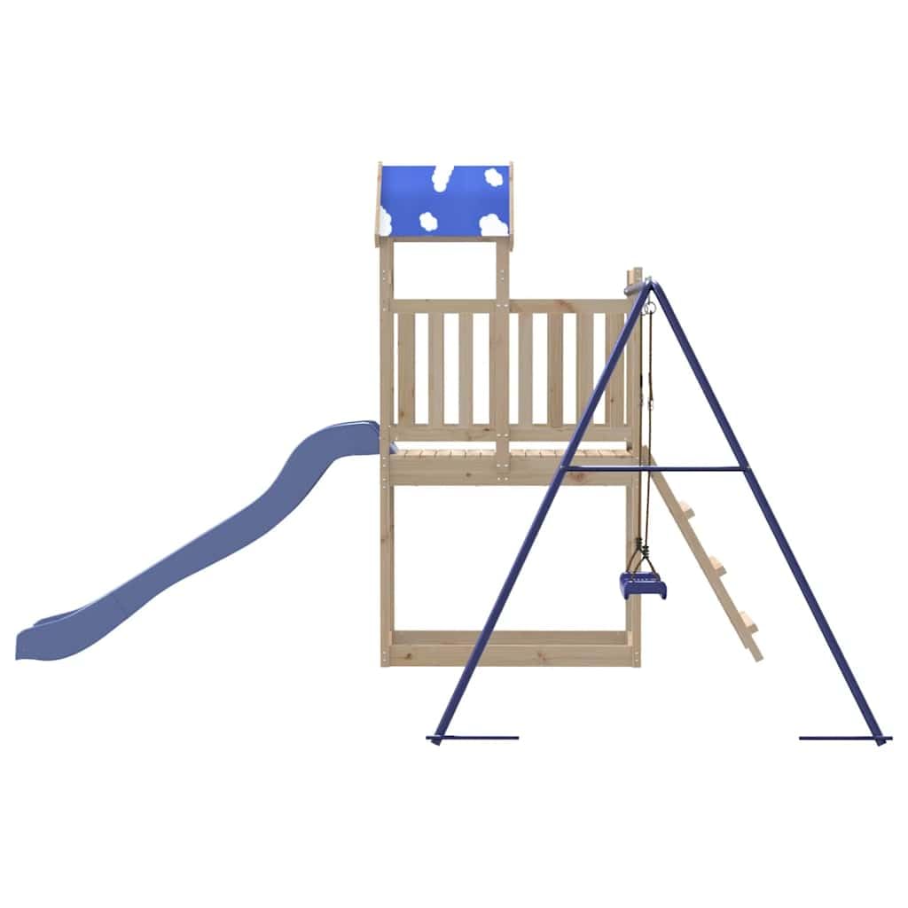 Spielturm aus Massivholz Kiefer mit Rutsche Schaukel Nest für Kinder Garten outdoor 3-8 Jahre robustes Klettergerüst mit Sandkasten und Zubehör