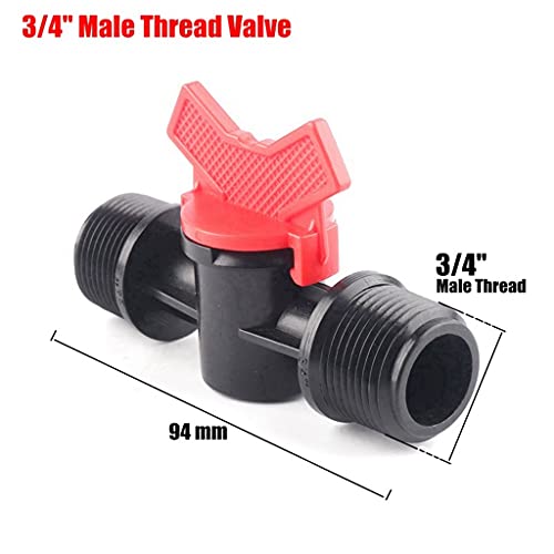 Hi-Quality 1/2" 3/4" Threaded Hose Connector with Mini Ball Valve, Drip Irrigation Valve - Garden Water Control(3"L 4" M