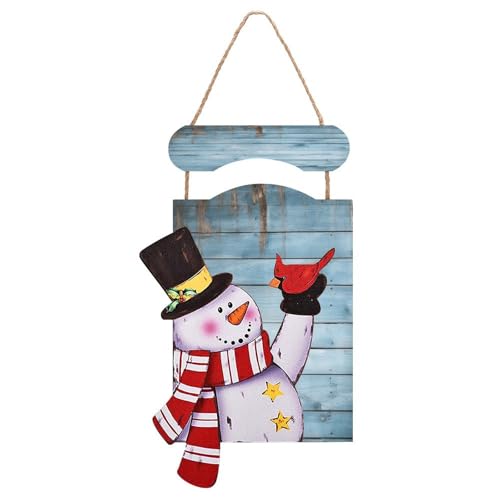 Image de bonhomme de neige en bois bleu LBKHDS pour décoration murale de Noël