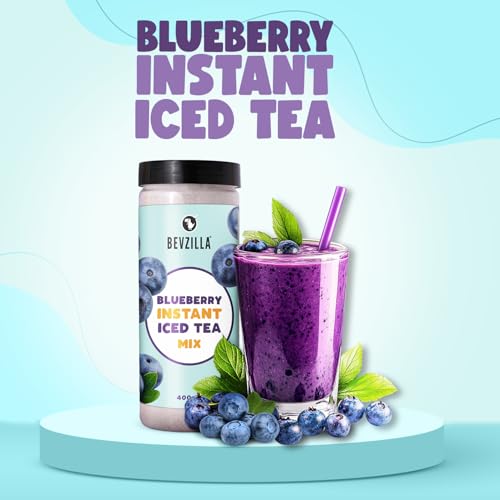 Image of Bevzilla Black Currant,Blueberry,Lemon,Watermelon & Peach Passion Instant Ice Tea Powder Combo - 400g Each Jar | Refreshing Summer Iced Tea Drink | Instant & Easy to Make (Pack of 3)