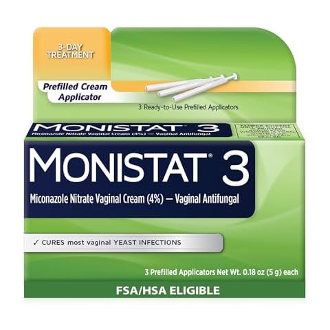 Monistat 3 Day Yeast Infection Treatment for Women, 3 Miconazole Pre-Filled Cream Applicators, 1 Pack Cover