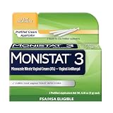 Monistat 3-Day Yeast Infection Treatment for Women, Miconazole Cream, 3 Prefilled Applicators