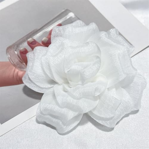 Image of Flash Camellia Flower Brooch Pin for Women Men Elegant Texture Fabric Dahlia Rose Floral Brooches Lapel Pins Dainty Wedding Holiday Party Costume Dress Accessories Jewelry