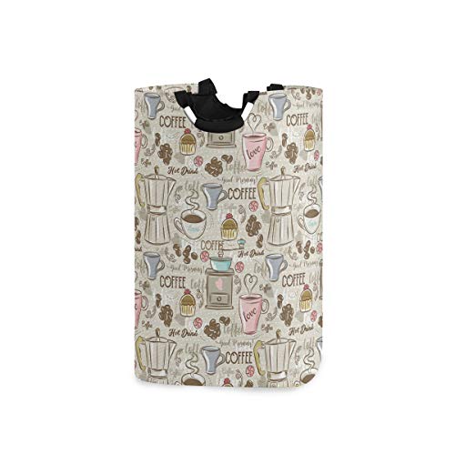 Wäschesammler Wäschekorb Faltbarer Aufbewahrungskorb,Kaffee-Zeit-Weinlese-Espressomaschine Cupcakes Bohnen süßes Design,Wäschesack -