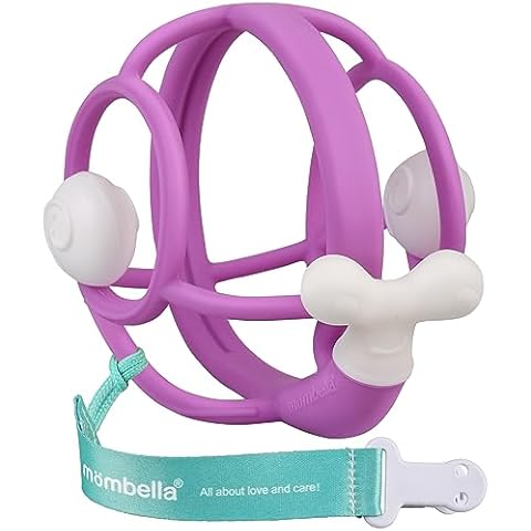 Mombella Snail Rattle & Teether for 3 to 18 Months with Cilp, Baby Teething Toys for Babies 6-12 Month Old, Soft Silicone Infant Chew Toy, Shaker with Sound for Newborn, Great Baby Gifts, Purple Cover