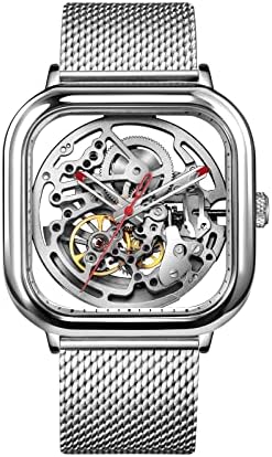 CIGA Design Automatic Mechanical Watch - C Series Fully Skeletonized Wristwatch for Men and Women Skeleton Style Stainless Steel Sapphire Glass with Milanese & Leather Straps