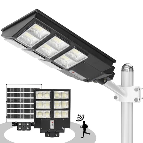 Image of Gigawatts 480 LED 200W Solar Street Light with Remote Control High Power 20Ah Battery Inbuilt 23W Solar Panel IP65 Water Resistant Outdoor Lamp for Wall Pathway Garden and Patio (1Pc, Cool White)